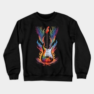 Electric guitar, rainbow fire Crewneck Sweatshirt